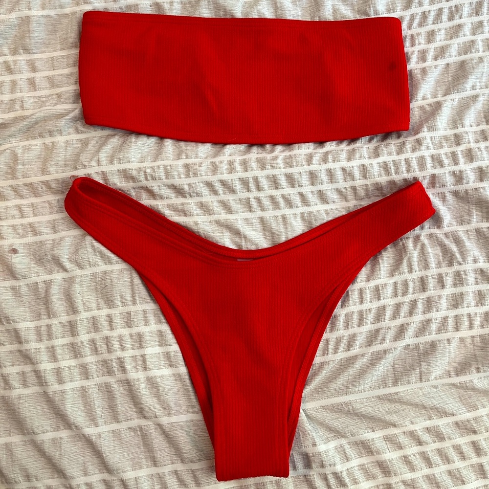 Red 2 PC Women's Swim Suit